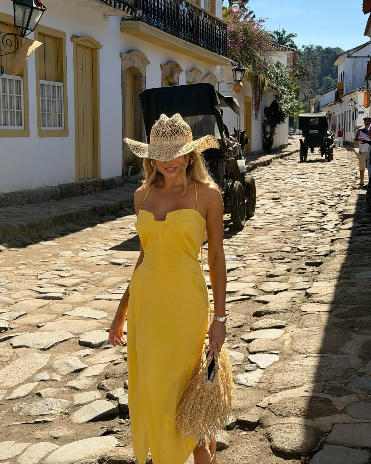 Structured Linen Dress with Elegant Side Slit