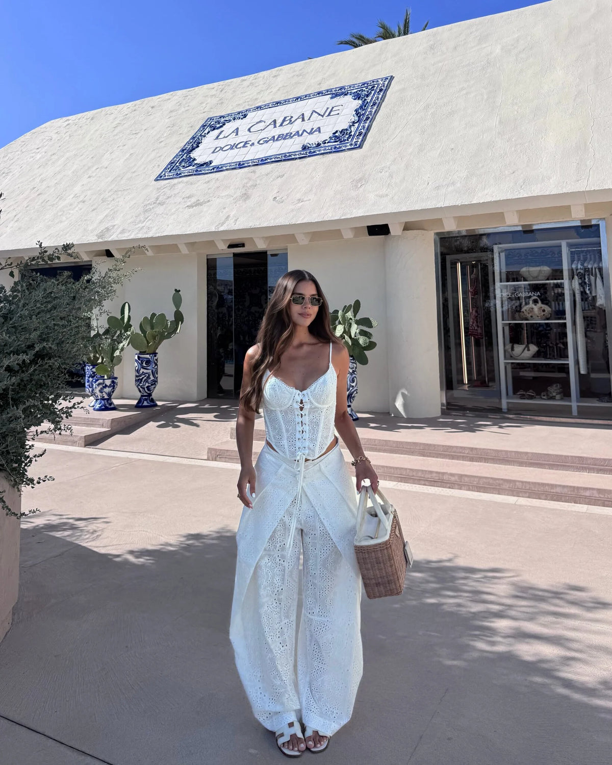 Luxurious Broderie Anglaise Corset and Pants Set
