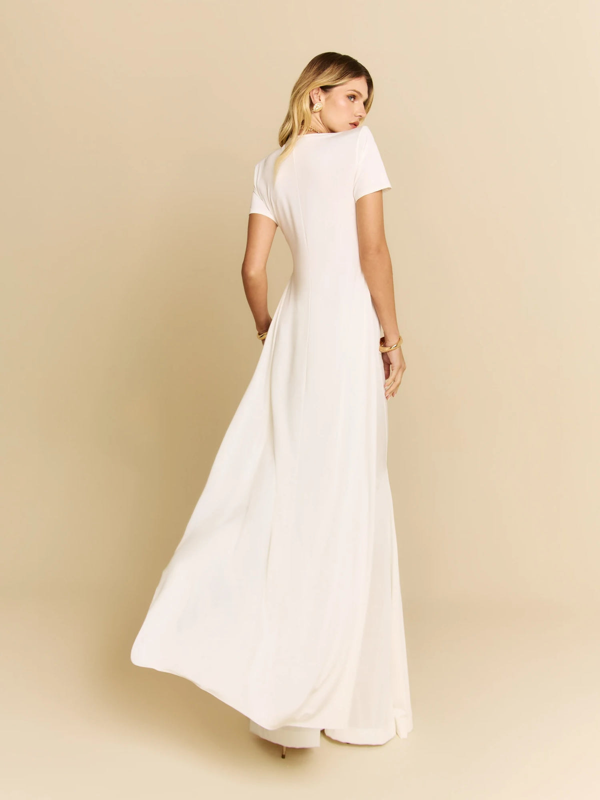 Kany Asymmetric Cape Blouse and Flare Trousers Set — KORSHA