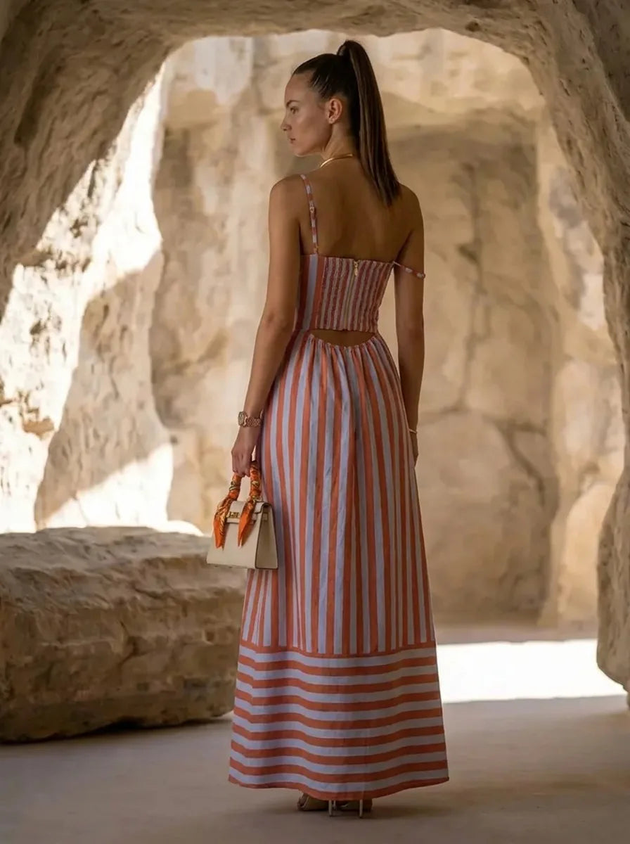 Marina Striped Cotton Maxi Dress — KORSHA