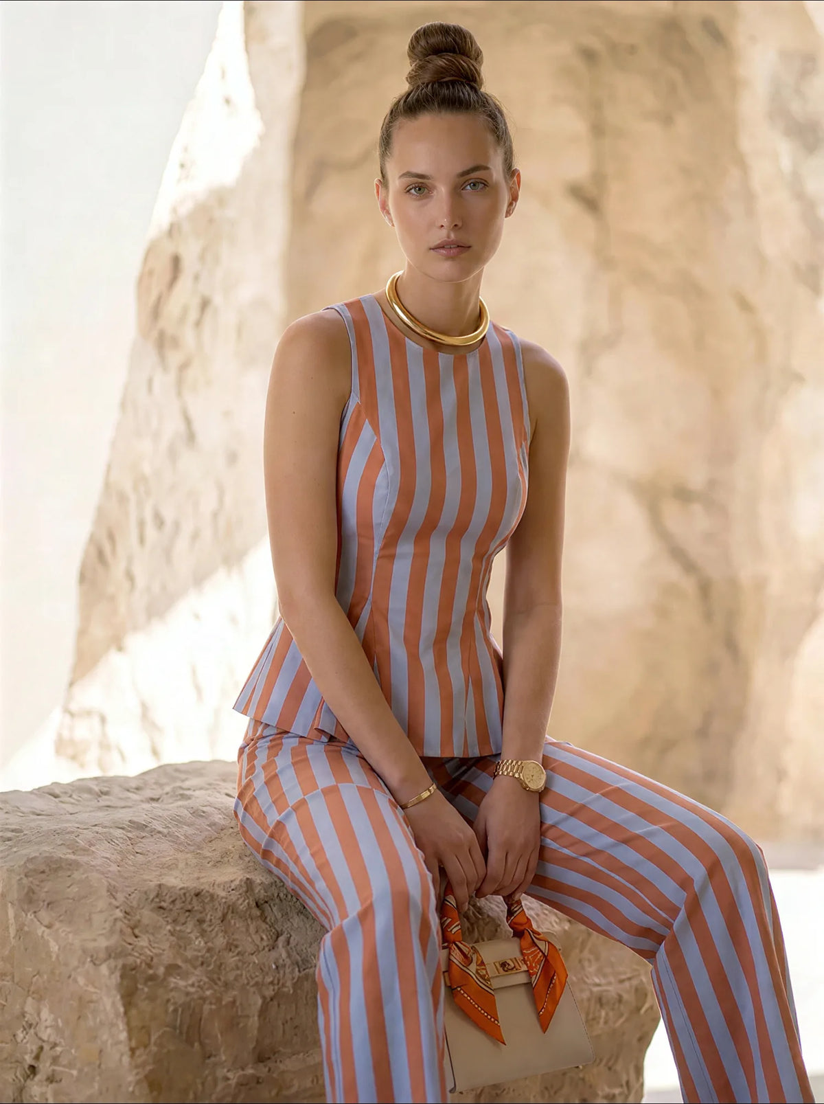 Marina Striped Two-Piece Co-ord Set — KORSHA