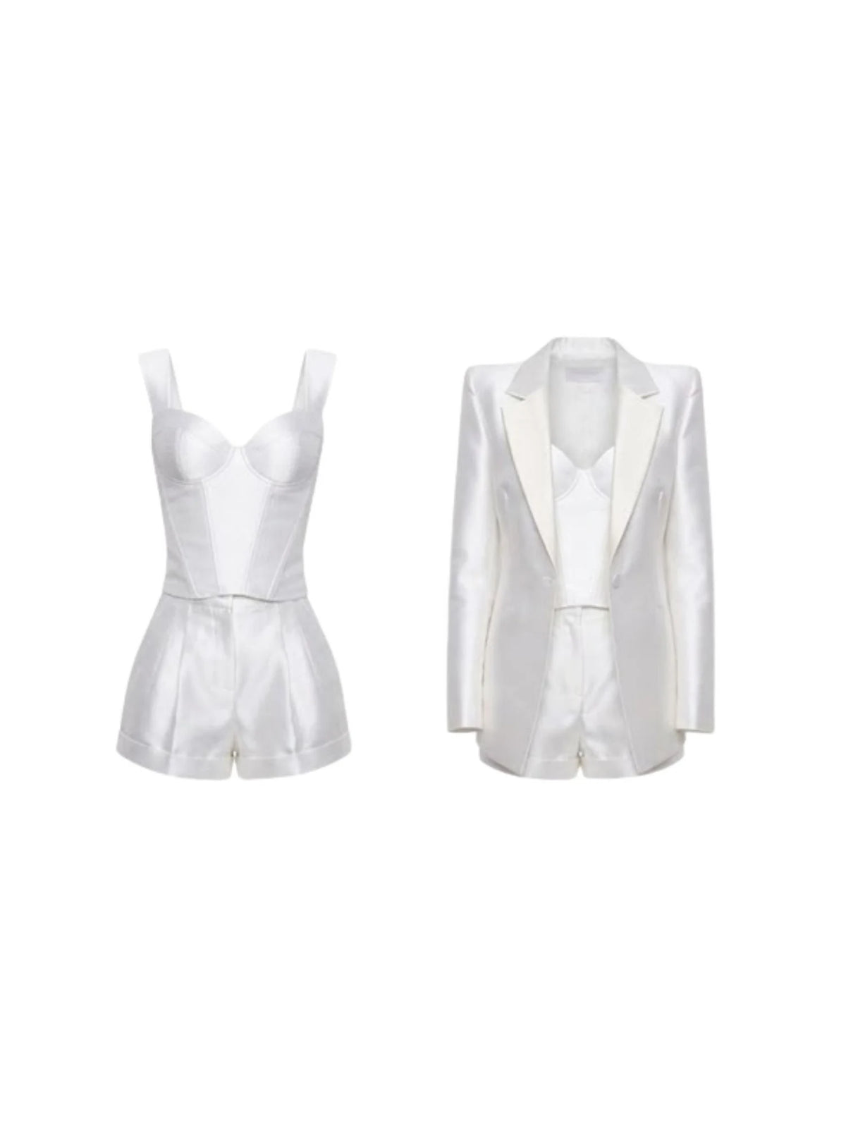 Maylis Tailored Blazer, Corset, and Shorts Three-Piece Set — KORSHA
