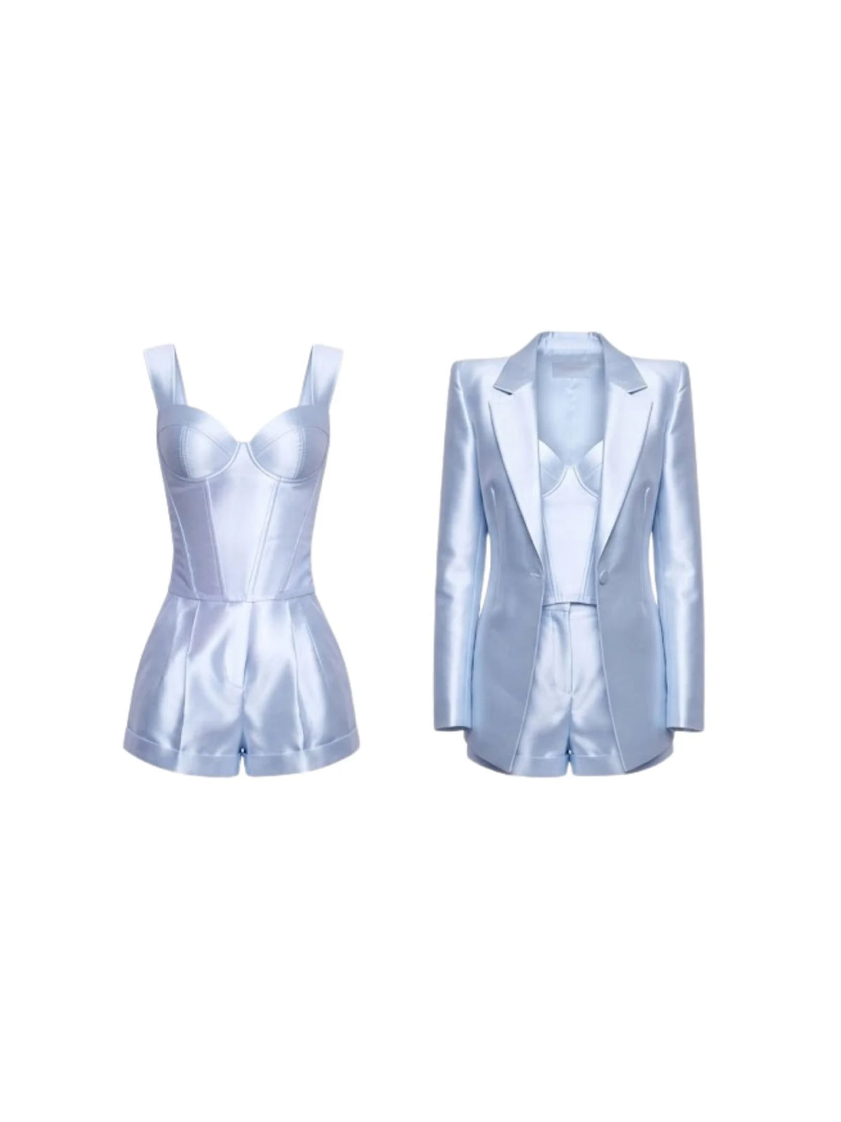 Maylis Tailored Blazer, Corset, and Shorts Three-Piece Set — KORSHA