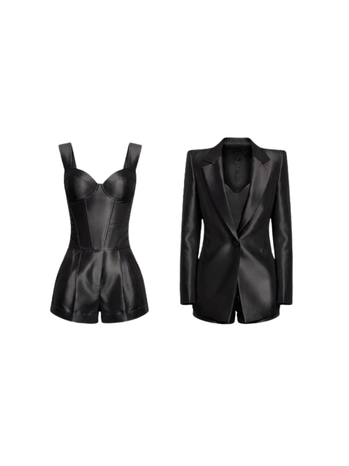 Maylis Tailored Blazer, Corset, and Shorts Three-Piece Set — KORSHA
