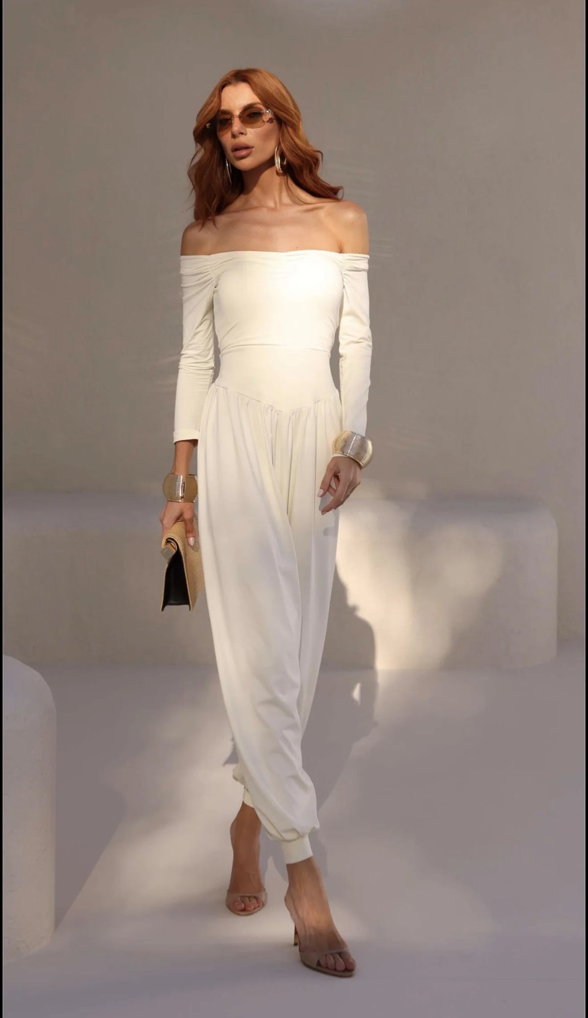 Off-the-Shoulder Sculpted Jumpsuit — KORSHA