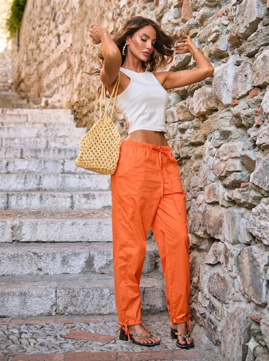 Premium Poplin Tie-Hem Pants — KORSHA